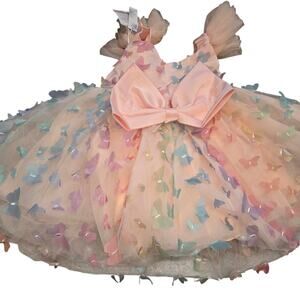 Pink and blue butterfly dress